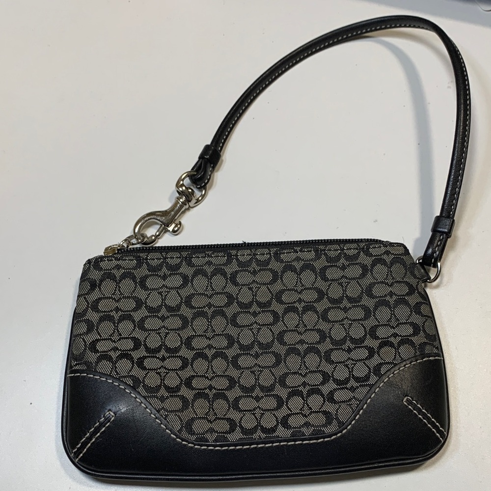 Coach Signature Black and Gray Wristlet